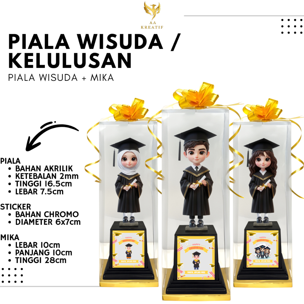 Piala Akrilik Wisuda Sarjana hadiah souvenir untuk wisuda custom stiker