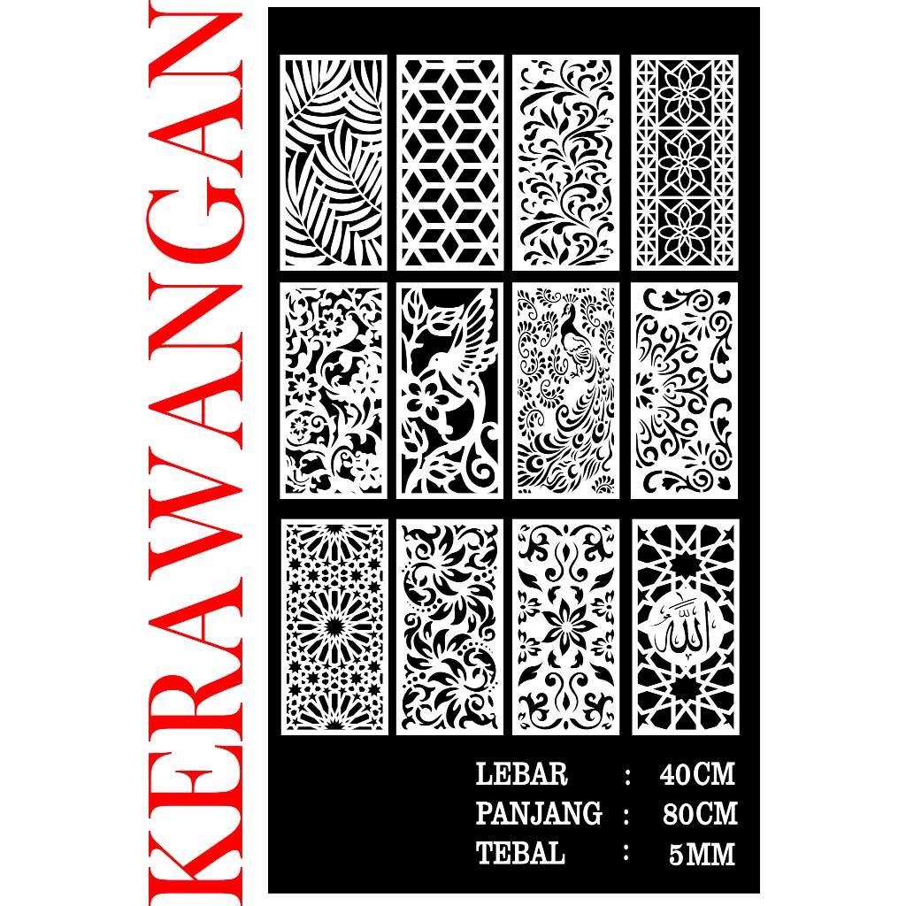 KRAWANGAN PVC FOAMBOARD  40CM X 80CM TEBAL 5MM / ORNAMEN PVC FOAM BOARD /PARTISI SEKAT RUANGAN