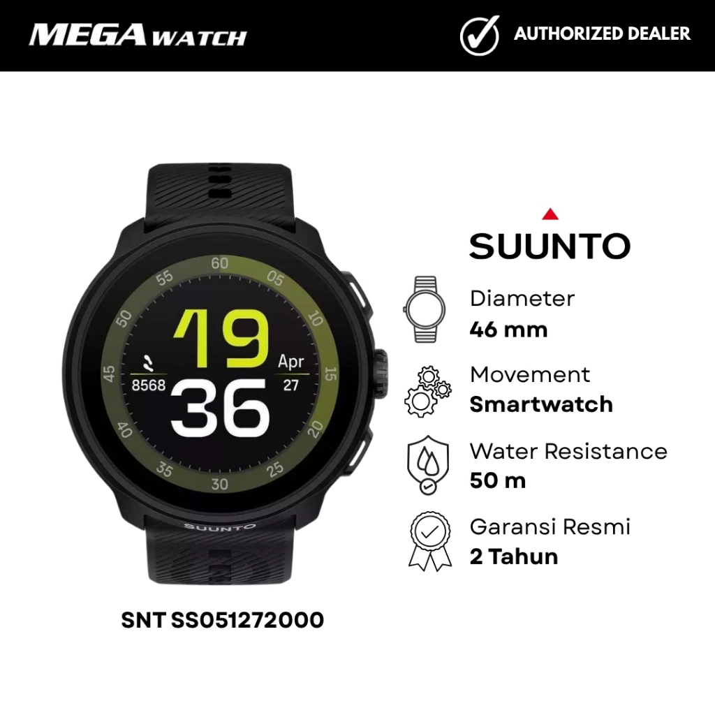 Jam Tangan SUUNTO Pria Original SNT SS051272000 RUN ALL BLK