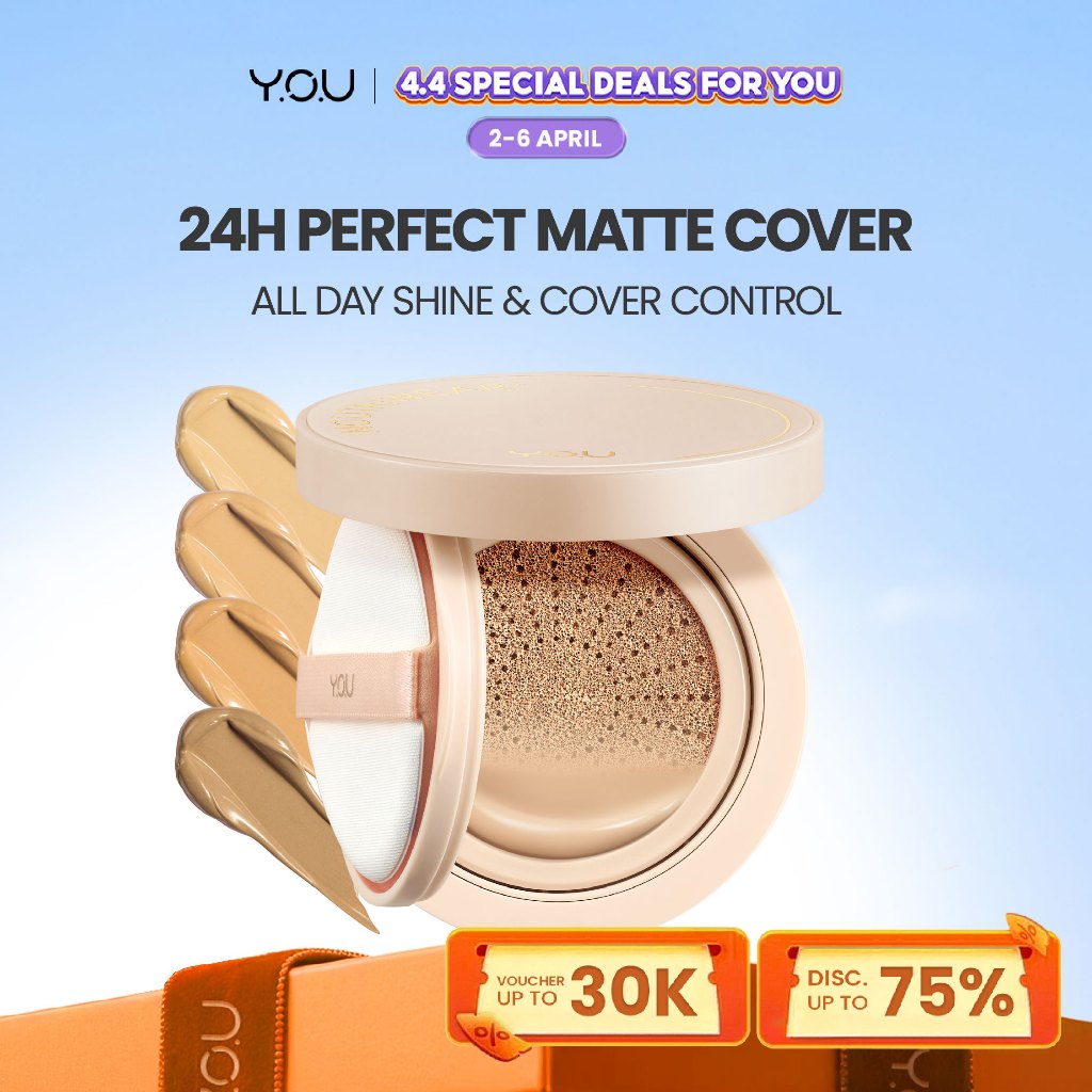 YOU Noutriwear+ Flawless Cushion Foundation Nourishing Poreless Perfect Coverage Tahan Lama 16 Jam |