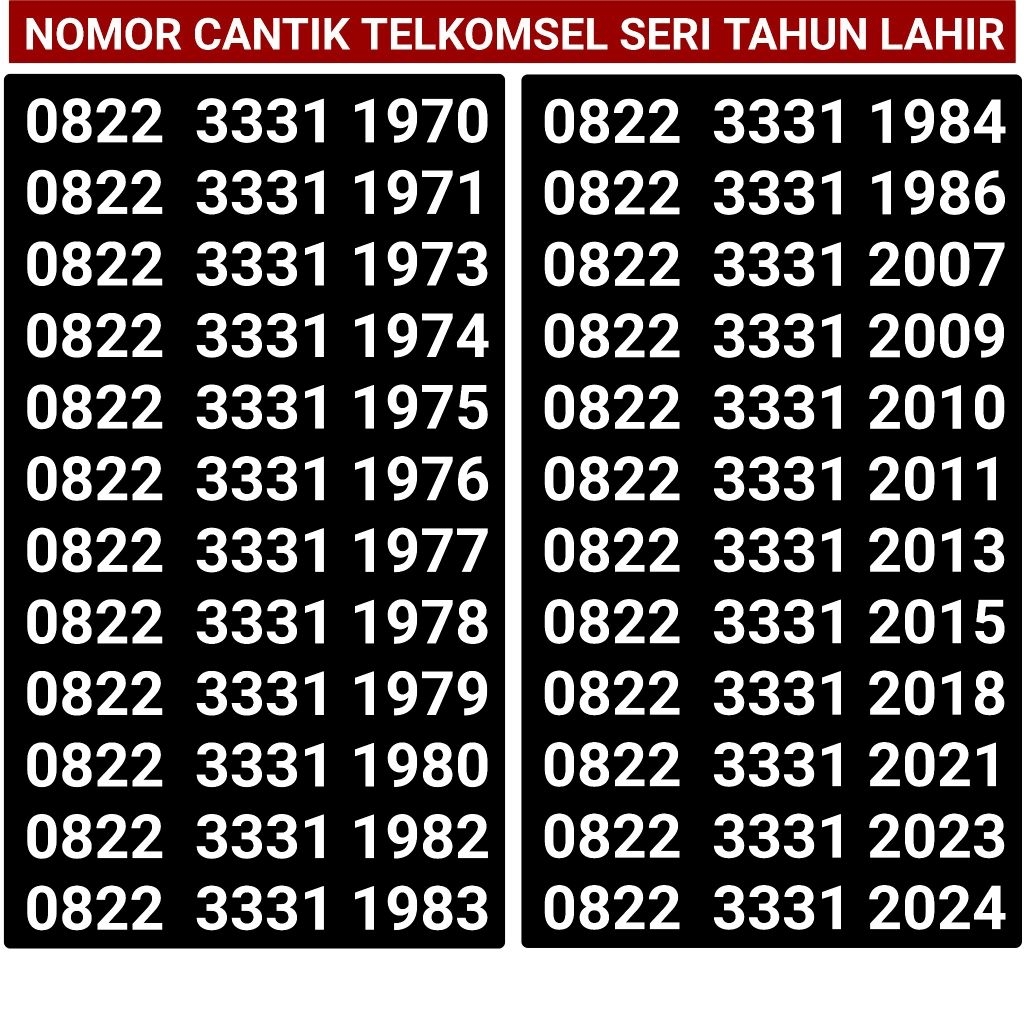 Nomor cantik simpati kartu perdana simpati seri tahun lahir