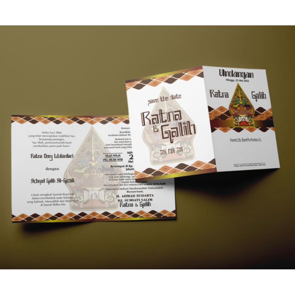 Undangan Pernikahan 100 pcs tema adat jawa desain elegan