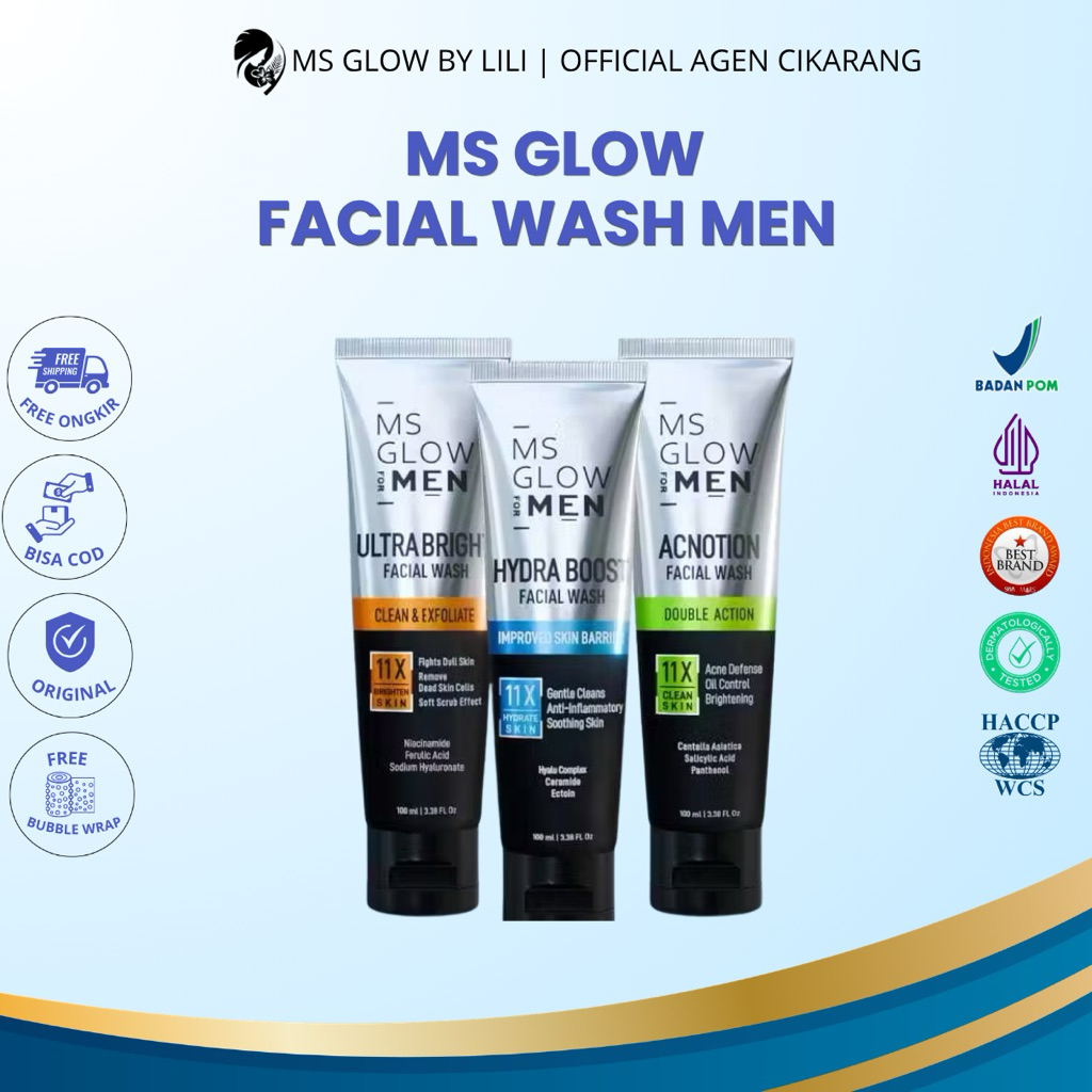 Ms Glow Energizer Facial Wash For Men / Sabun Cuci Muka Pria