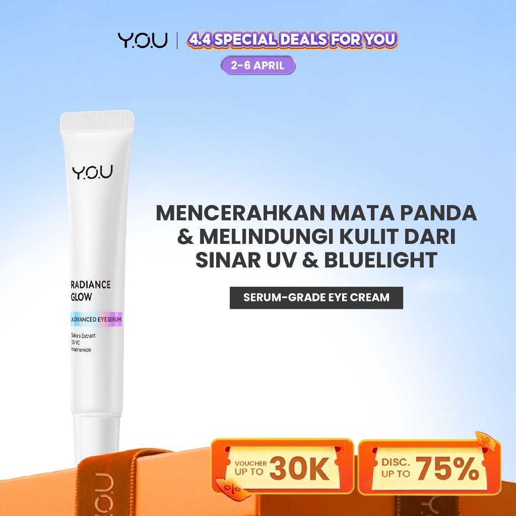 YOU Radiance Glow Advanced Eye Serum Eye Cream Mencerahkan Mata Panda dengan Sakura Extract, Niacina