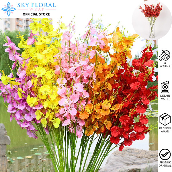 Anggrek Bulan Latex Kuntum Bunga Anggrek Palsu Orchid Cymbidium Flower Import Hiasan Meja Rumah BG30