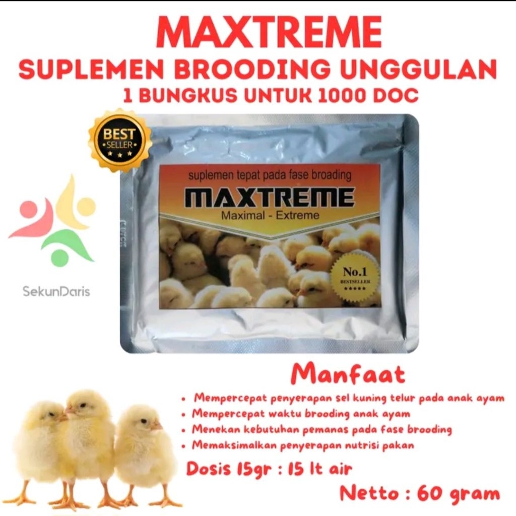VITAMIN ANAK AYAM - SUPLEMEN AYAM BROILER - MAXTREME - SUPLEMEN BROODING BROILER