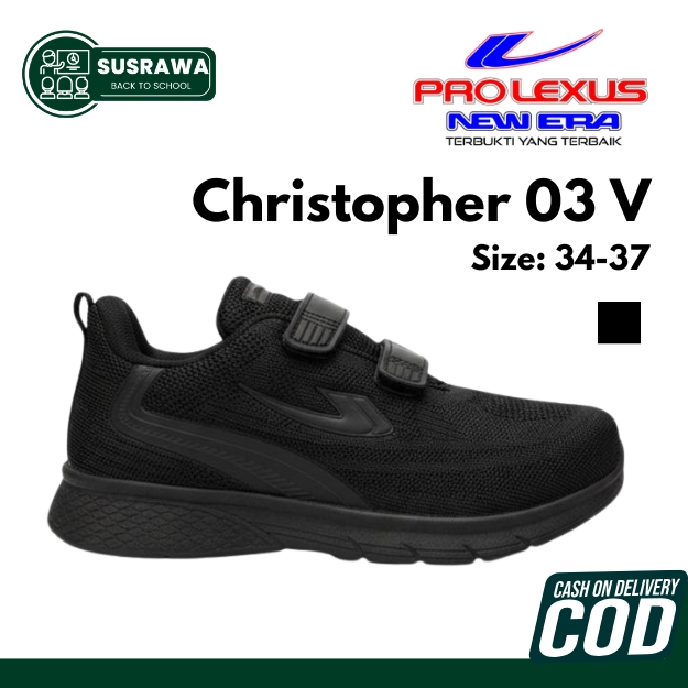 New Era Cristopher 03 V Sepatu Sekolah Anak SD SMP - Sneakers Velcro Perekat Tanpa Tali - Sepatu Hit