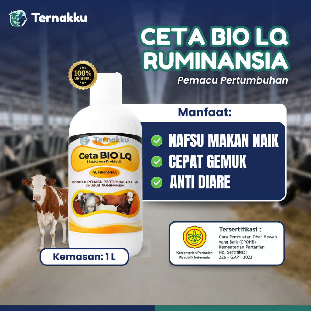 Ceta BIO LQ Ruminansia 1 liter - Probiotik Ternak Ruminansia - Nafsu Makan Naik, Cepat Gemuk & Anti 