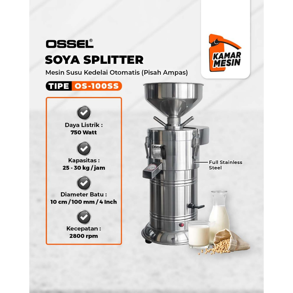 OSSEL Mesin Susu Kedelai Otomatis Pisah Ampas Soya Splitter OS-100 OS100 OS-100SS OSSEL