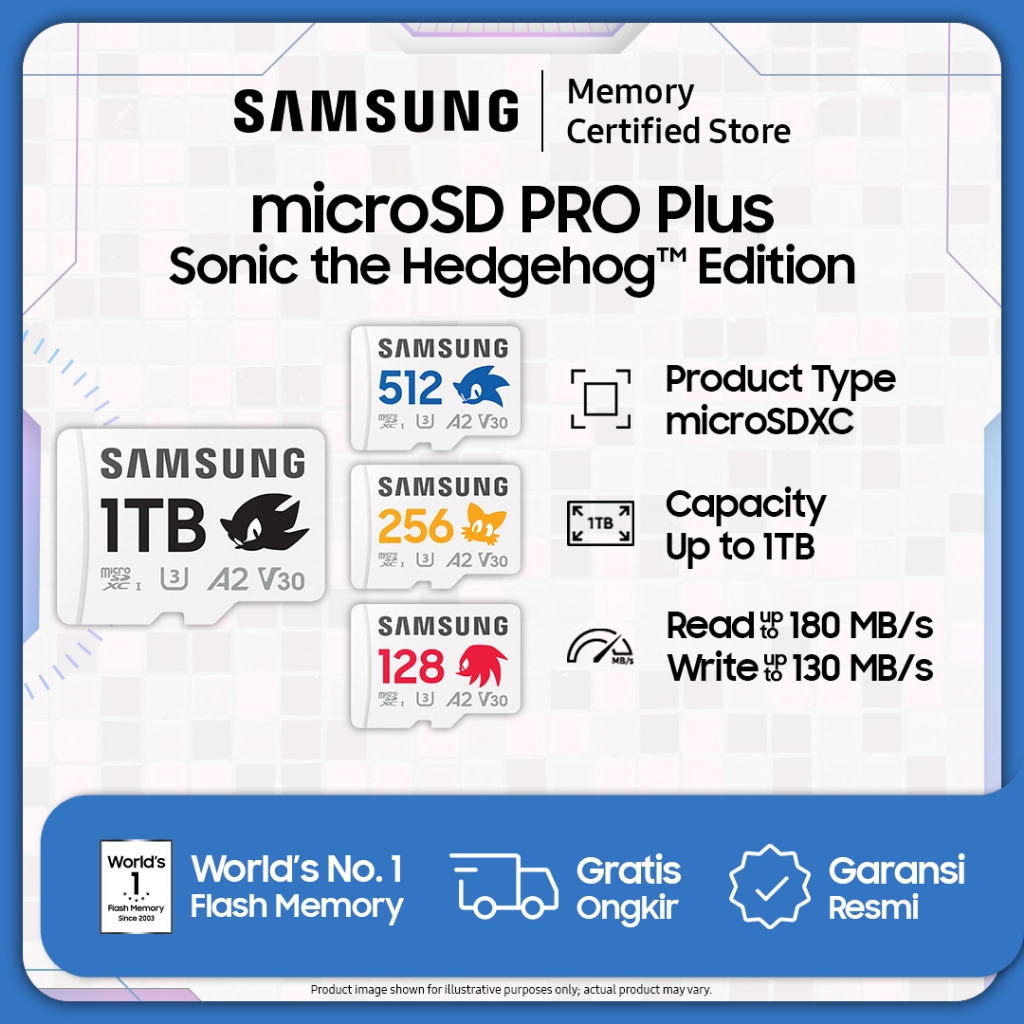 Samsung microSD PRO Plus Sonic the Hedgehog Edition UHS-I - microSDXC - 128GB / 256GB / 512GB / 1TB