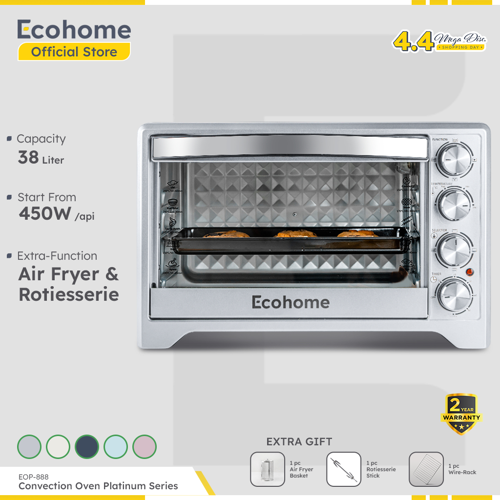 ECOHOME Oven Platinum Series EOP888 38L Capacity Low Watt with Air Fryer and Rotisserie Function