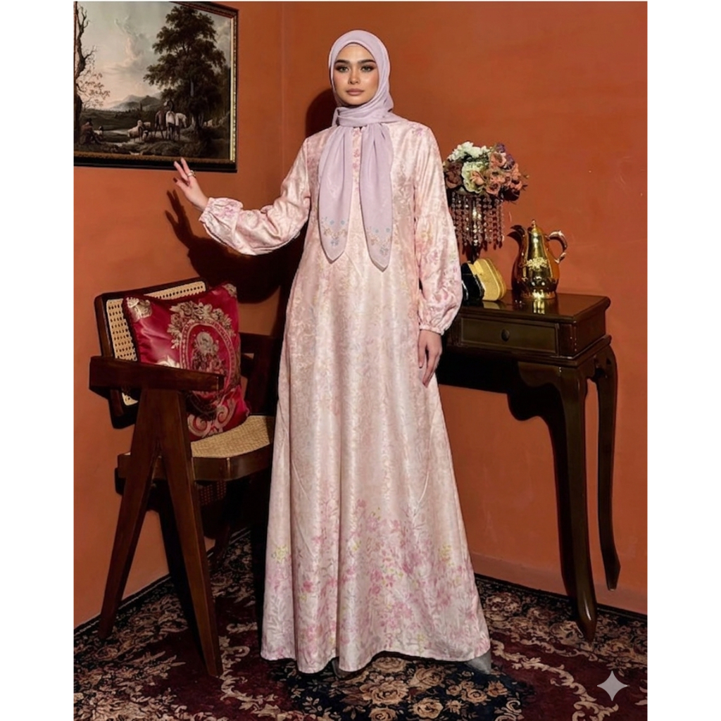 Dress Motif - Dress Silk Motif -  Nirmala Dress - Dress motif Silk lembut Set Hijab