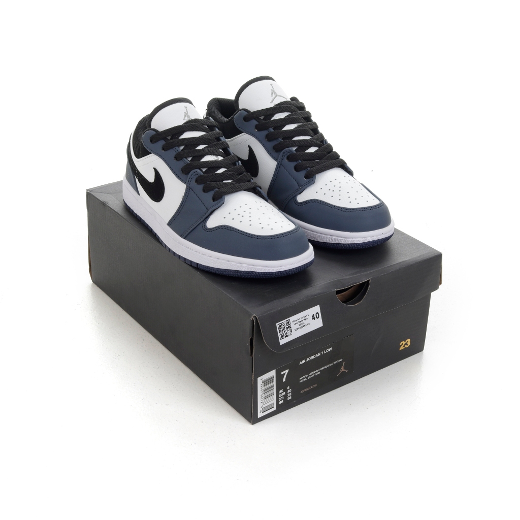 (VLTAVN) Sepatu Sneakers Nike Air Jordan 1 Low Dark Navy White