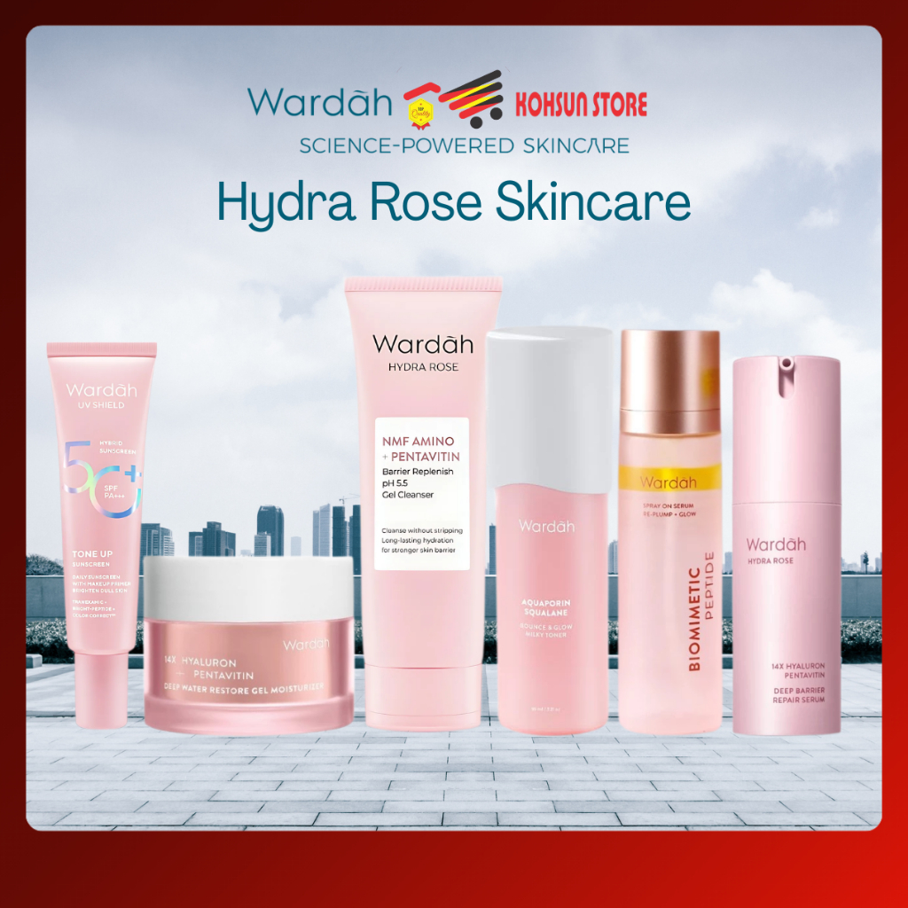 WARDAH Hydra Rose Skincare Perfect Moisturizer, Milky Toner, Serum, Biomimetic Spray, Tone Up Sunscr