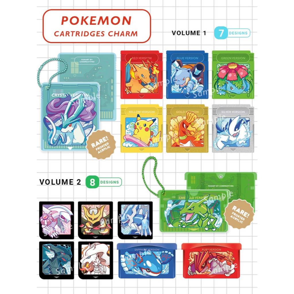 Pokemon fanmade gameboy / NDS cartridge charms / keychain