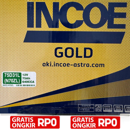 Aki Incoe N70ZL / 75D31L Incoe Gold Original Asli 100%