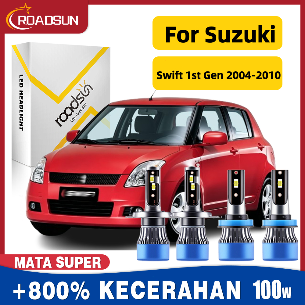 Cocok untuk Suzuki Swift 1st Gen 2004-2010 Led Lampu Depan Mobil Bohlam Hi/Lo Beam Lampu kabut Super