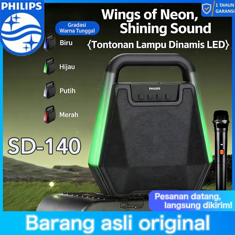 Philips SD140 – Speaker Bluetooth Portabel Outdoor  Bass Kuat Daya Besar  Dilengkapi Mikrofon Nirkab