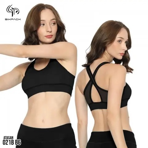Sport Bra Wanita Olahraga Gym Fitness Aerobic Zumba Yoga Pilates Model Silang By Sixpack Kode B6
