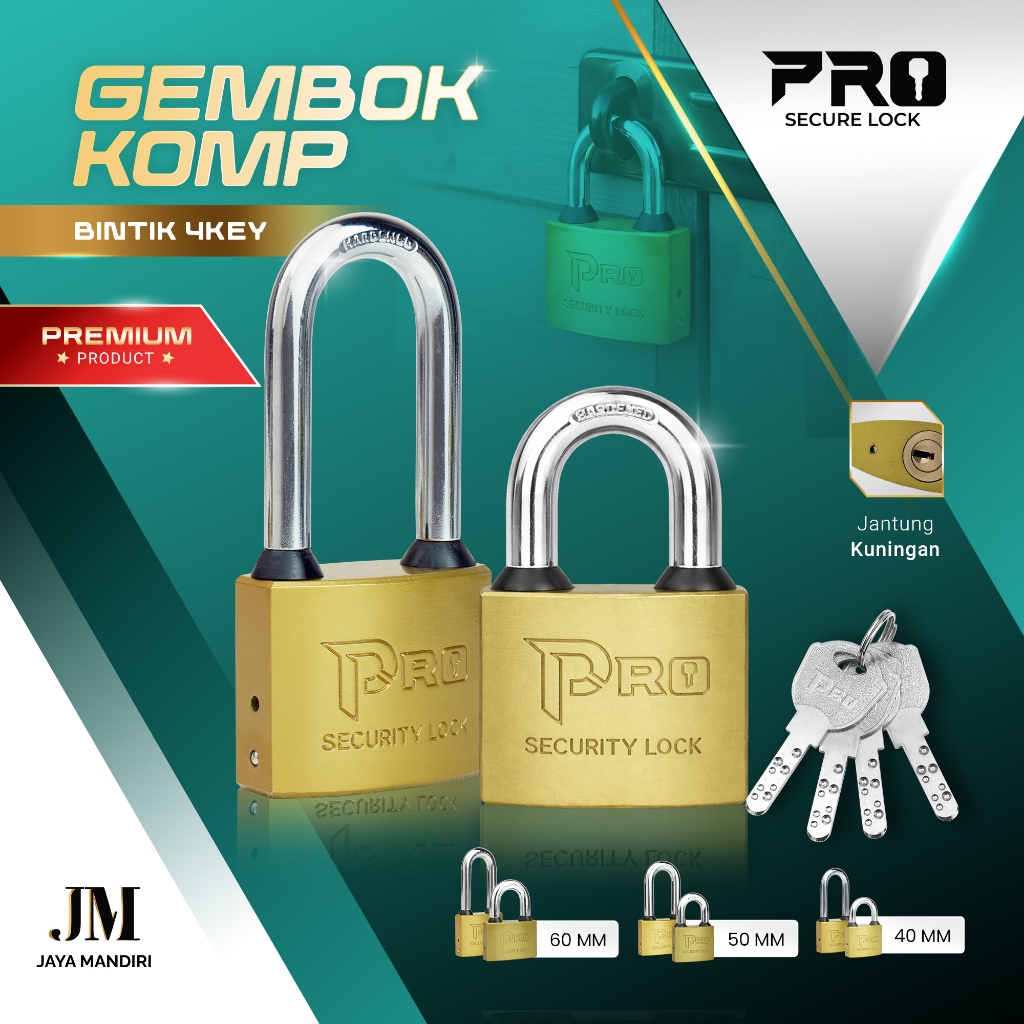 Gembok Pagar Gerbang 4 Anak Kunci Kuning | PRO Gembok Gerbang Leher Panjang | Gembok Pintu Rumah