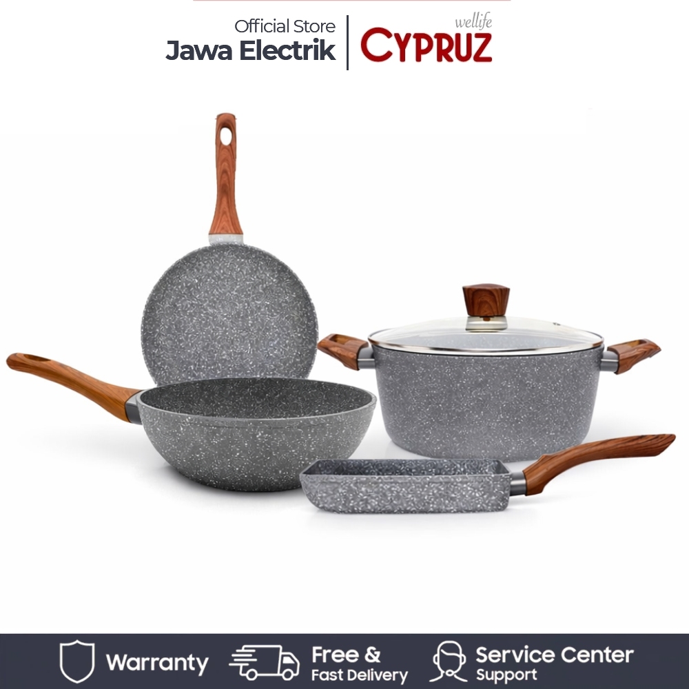 Cypruz Set Pan Induksi 4pcs Marble Fp0643 Fp0641 Fp0630 Panci Pi0736