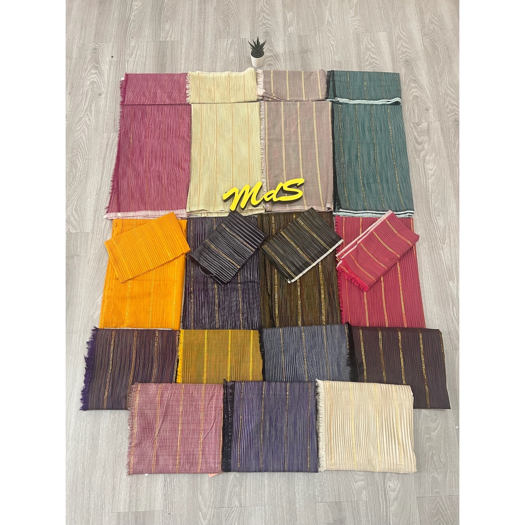 MdS Kamen Endek Tenun Seseh Benang Gold Set Selendang