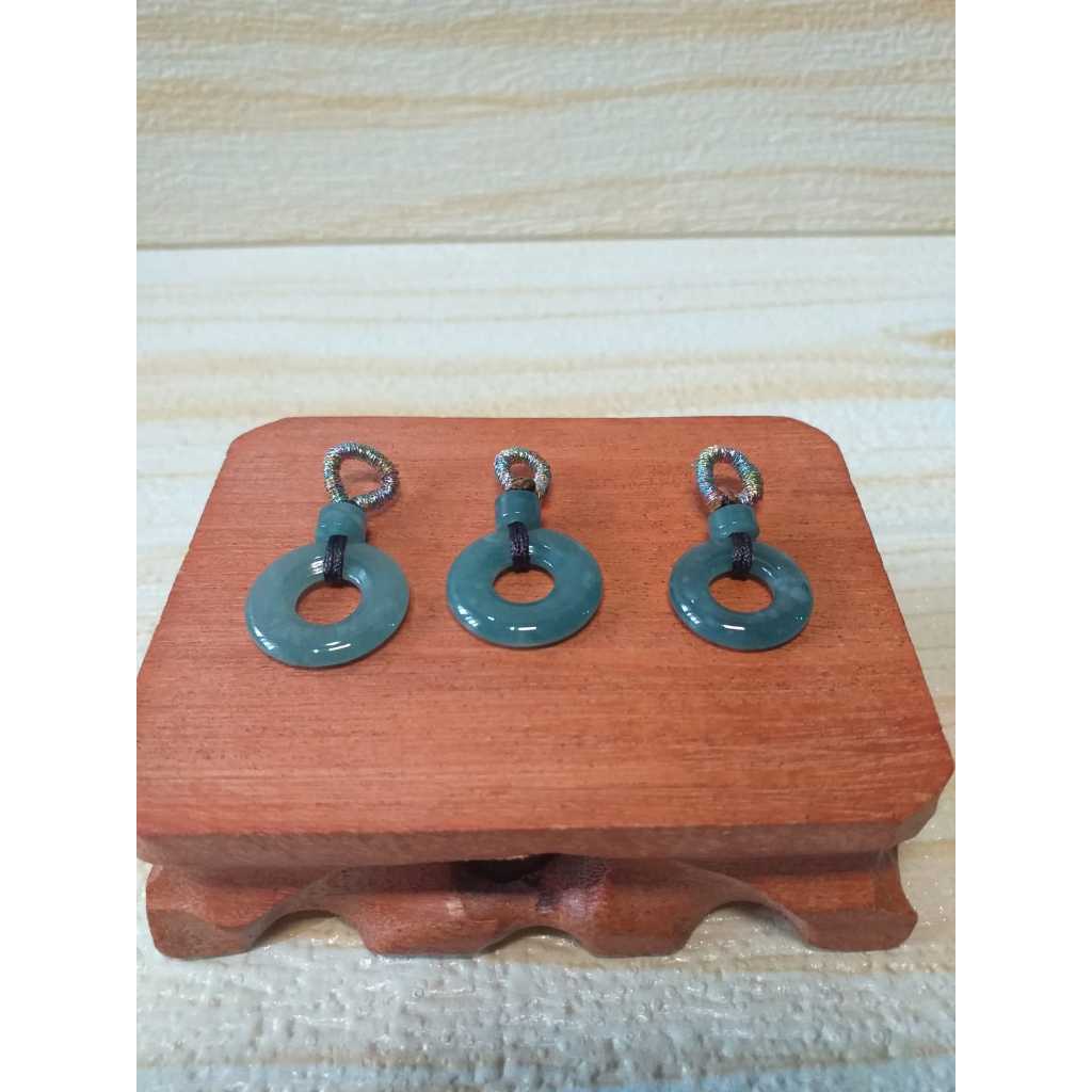 Liontin / Anting Jade / Jadeite / Giok Burma Model Donat (3 Pcs) - Natural / Original + Sertifikat K