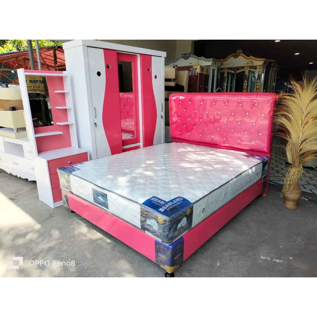 Promo 1 set Dipan sandaran uk160x200+ kasur busa+ lemari besi Modern bisa costum warna dan model