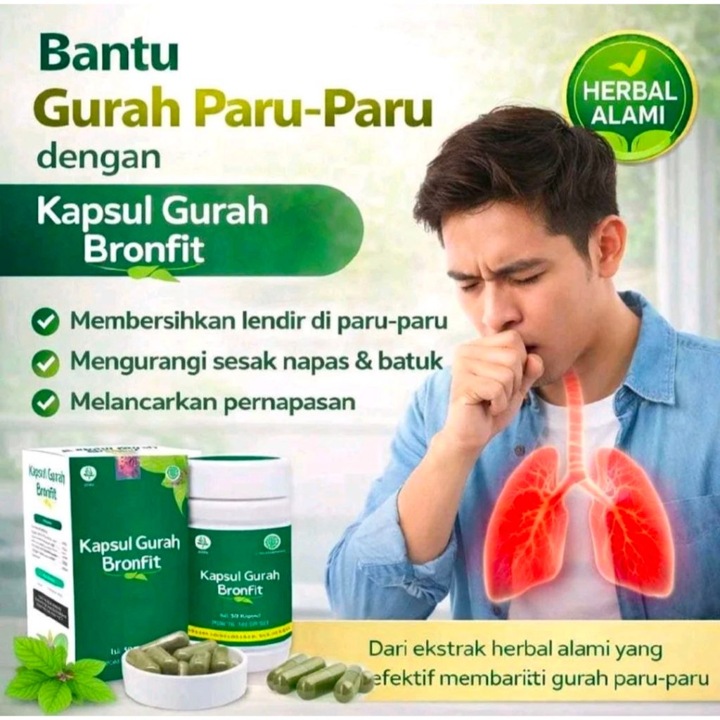 Gurah Bronfit Obat Paru-Paru, TBC, ISPA, Batuk Menahun Herbal Gurah Bronfit Naturafit 100% Asli