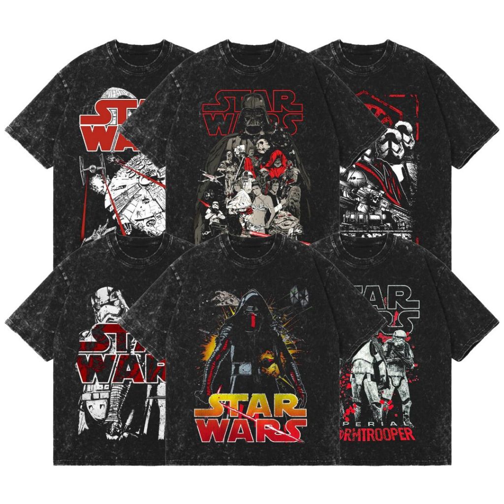 STAR WARS STONE WASH OVERSIZED T-SHIRT VINTAGE TEE ATASAN UNISEX BAJU FILM