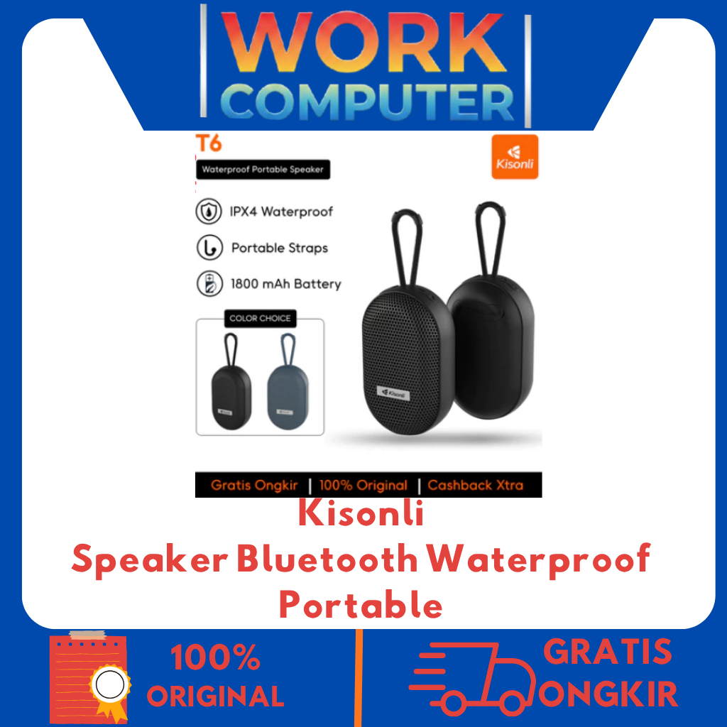 KISONLI Speaker Bluetooh Mini T6 Waterproof Speaker Wireless Portable Multifunctiona