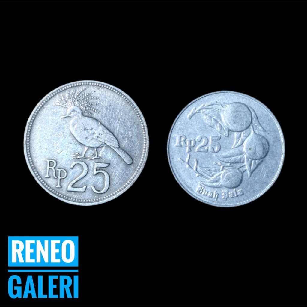 VF paket 2 variasi 25 Rupiah koin asli uang kuno logam Indonesia original burung merpati 1971 buah p