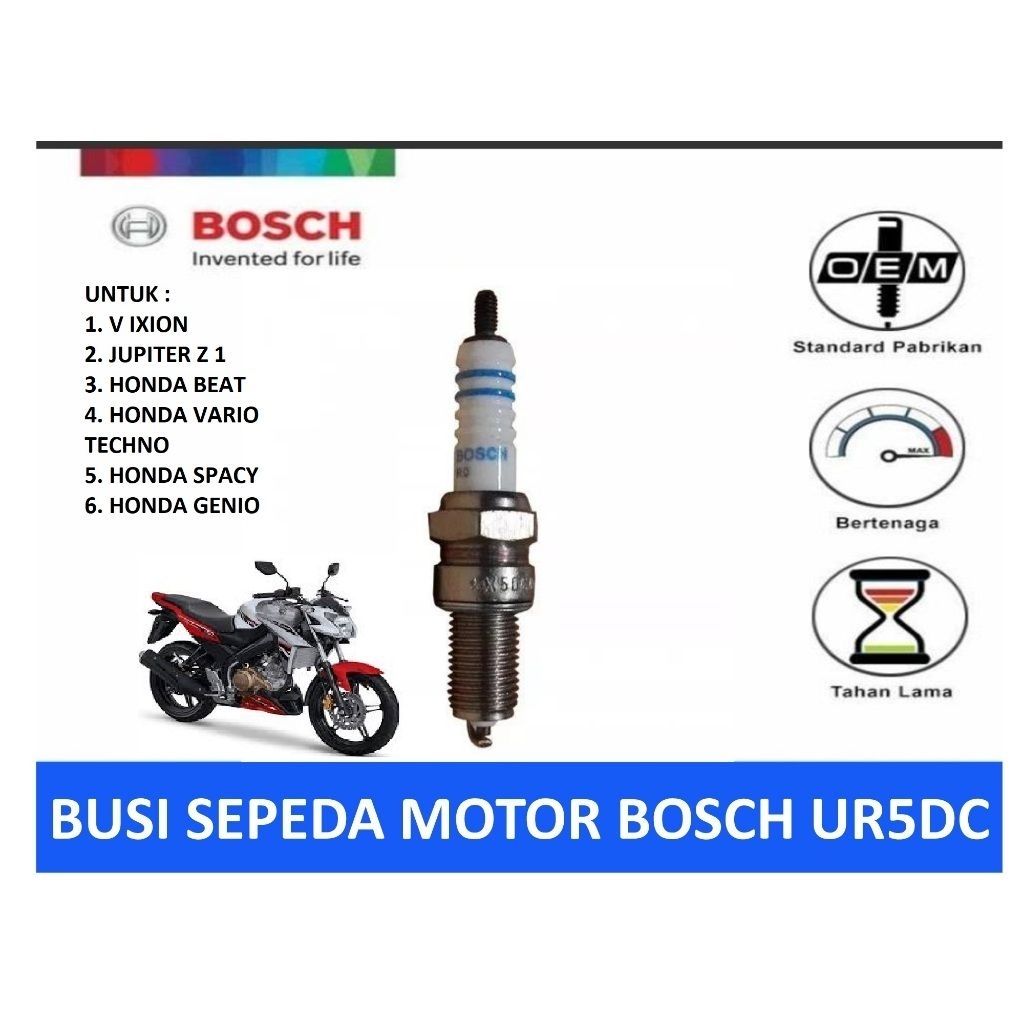 BUSI BOSCH ORIGINAL 100% UR5DC (B9RTC) BUSI BOSCH UR5DC  KARISMA untuk motor beat fi beat esp vario 