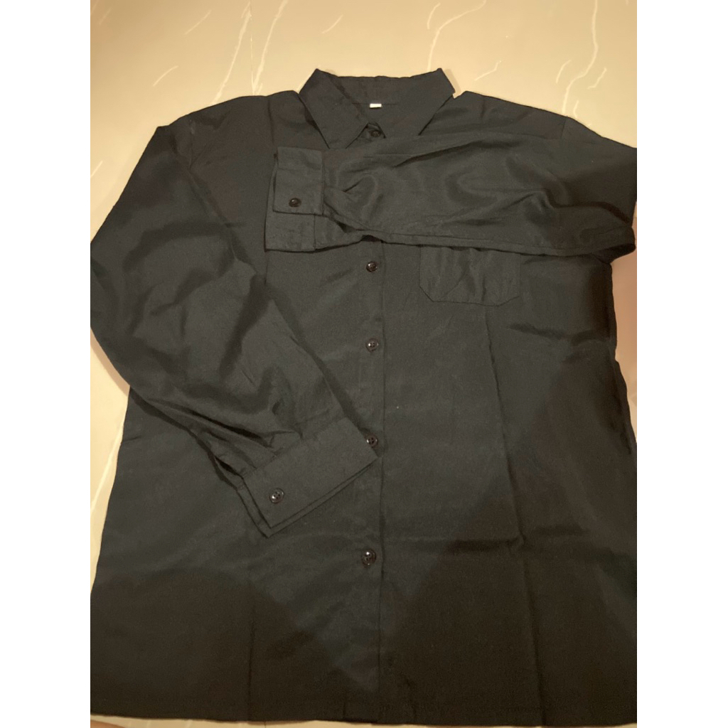 PL KEMEJA WANITA WARNA HITAM POLOS BERSAKU