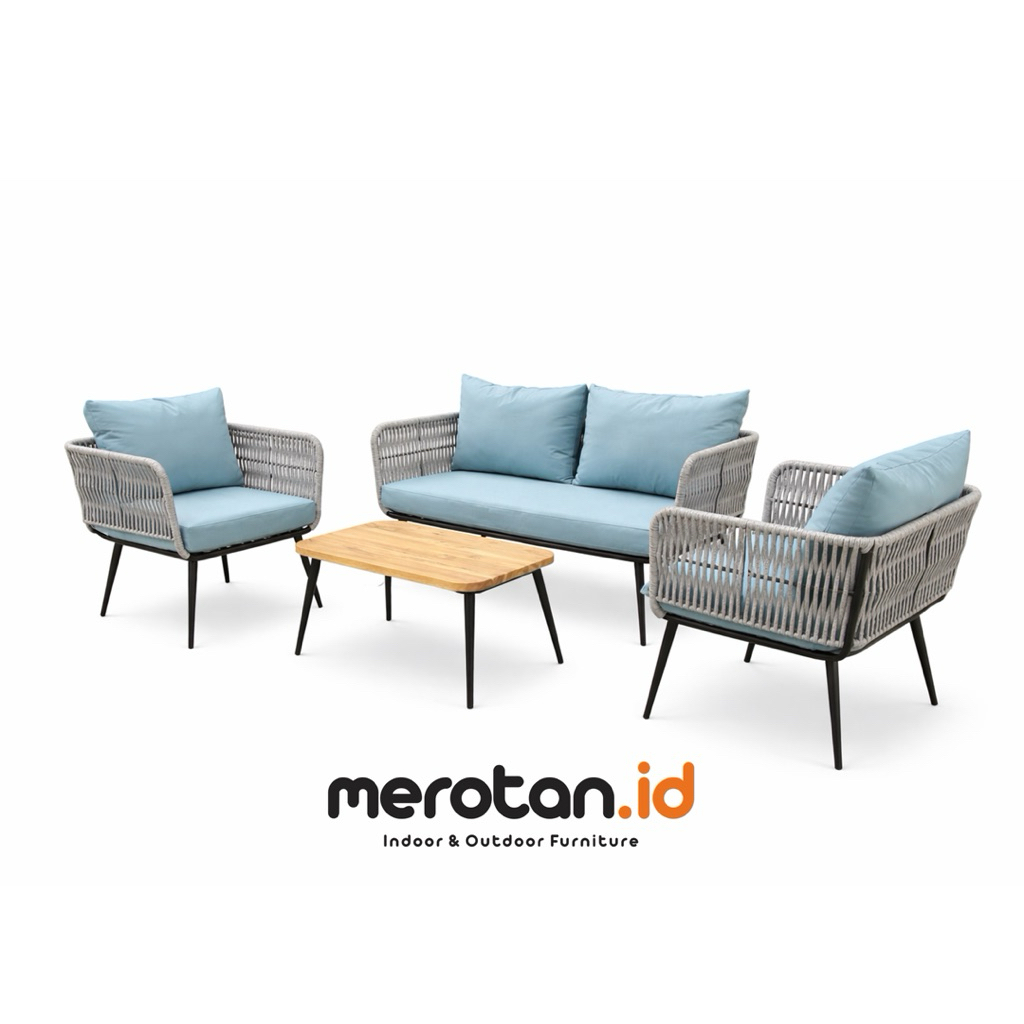 MEROTAN ID - Set Sofa Tamu Outdoor Anyaman Tali Rope / Kursi Santai Outdoor Tali Rope / Sofa Cafe Ou
