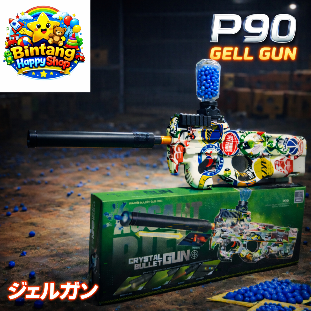 Mainan Anak Gell gun model P90 Auto electric