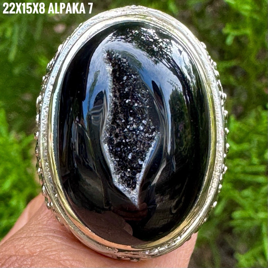 Cincin Batu Akik Natural Black Solomon