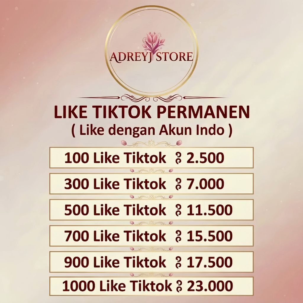 LIKE TIKTOK PERMANEN ( Akun Indo )