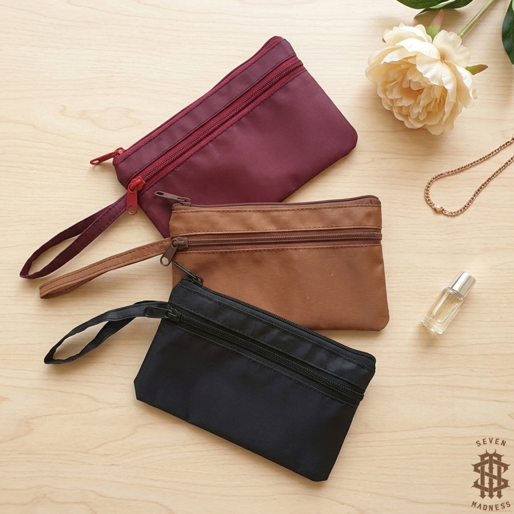 Pouch Simple Dompet Multifungsi Uang Make Up Polos Tas Wadah Kosmetik Tempat Pensil