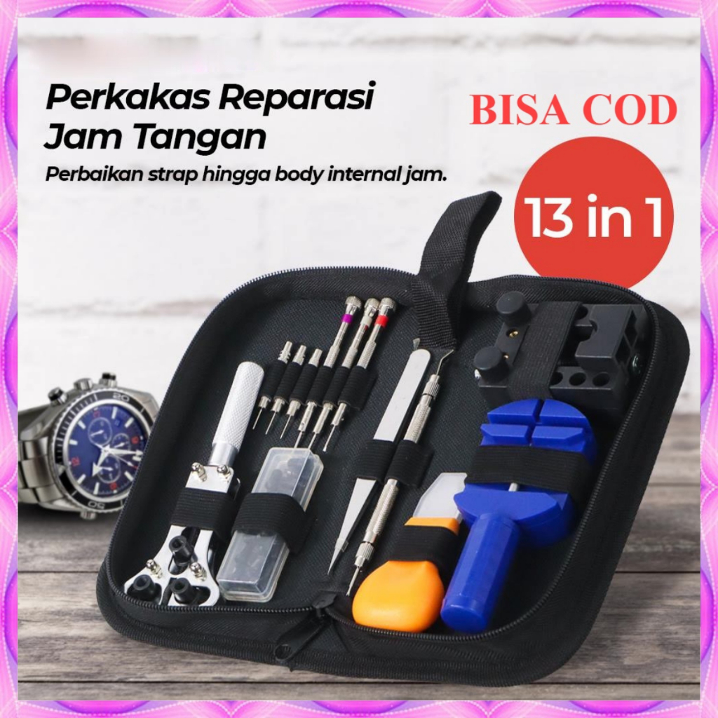 SET Alat Peralatan Reparasi Jam Tangan Watch Repair Tool Kit Lengkap 13in1 Perbaikan Jam Tangan-COD