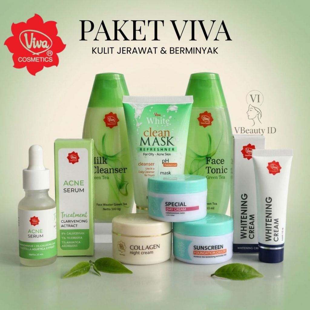 Paket Viva Skincare Glowing Anti Flek Hitam  |  Jerawat Berminyak Acne Oily Kusam Normal Skin