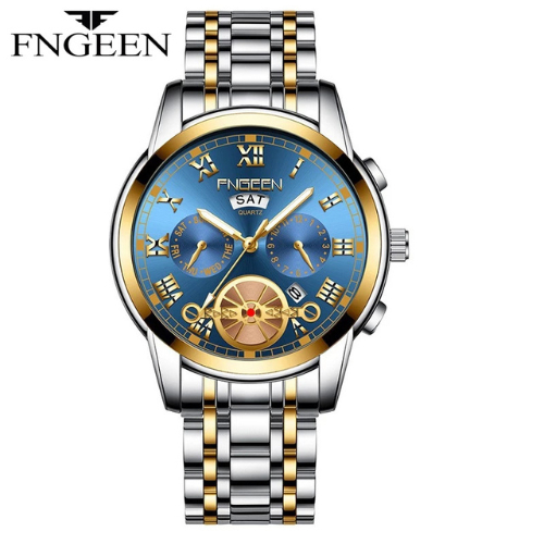 Jam Tangan Pria FNGEEN 4001 dengan Tali Stainless Steel Tahan Air dan Fitur Luminous I KORVO ID