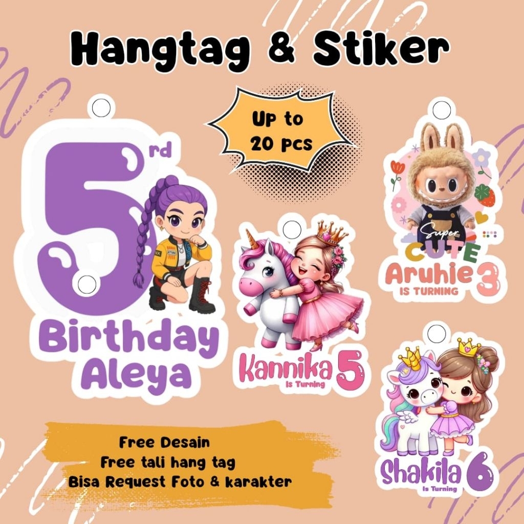 Hang tag & Stiker Birthday - Hang tag Hampers Ulang Tahun ( 20 pcs )
