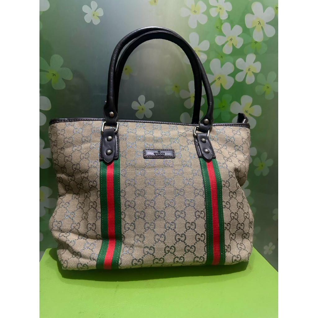 Gucci - Preloved tas  Gucci Sherry Line canvas tote bag