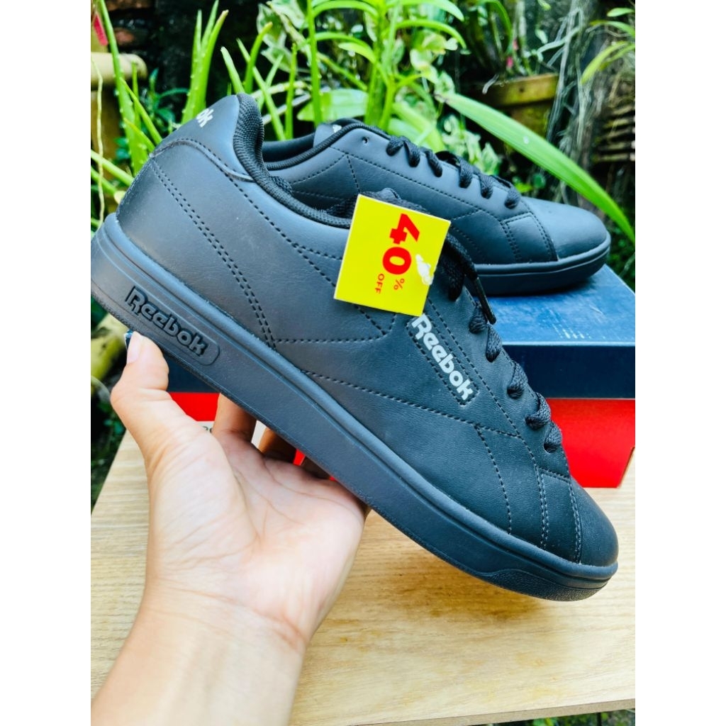 Sepatu Reebok Court Clean Unisex BLACK Size 37,5, 40,41,42,  42,5  43 Original 100% Sale SportStatio