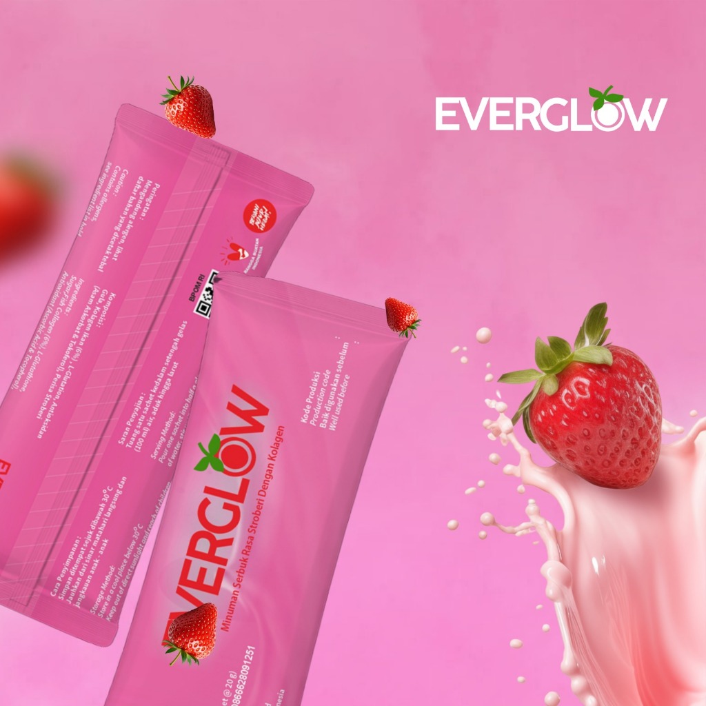 Minuman Kolagen EVERGLOW Premium 1 Sachet - Mencerahkan Kulit, Mengurangi Jerawat, Mempercepat Pertu