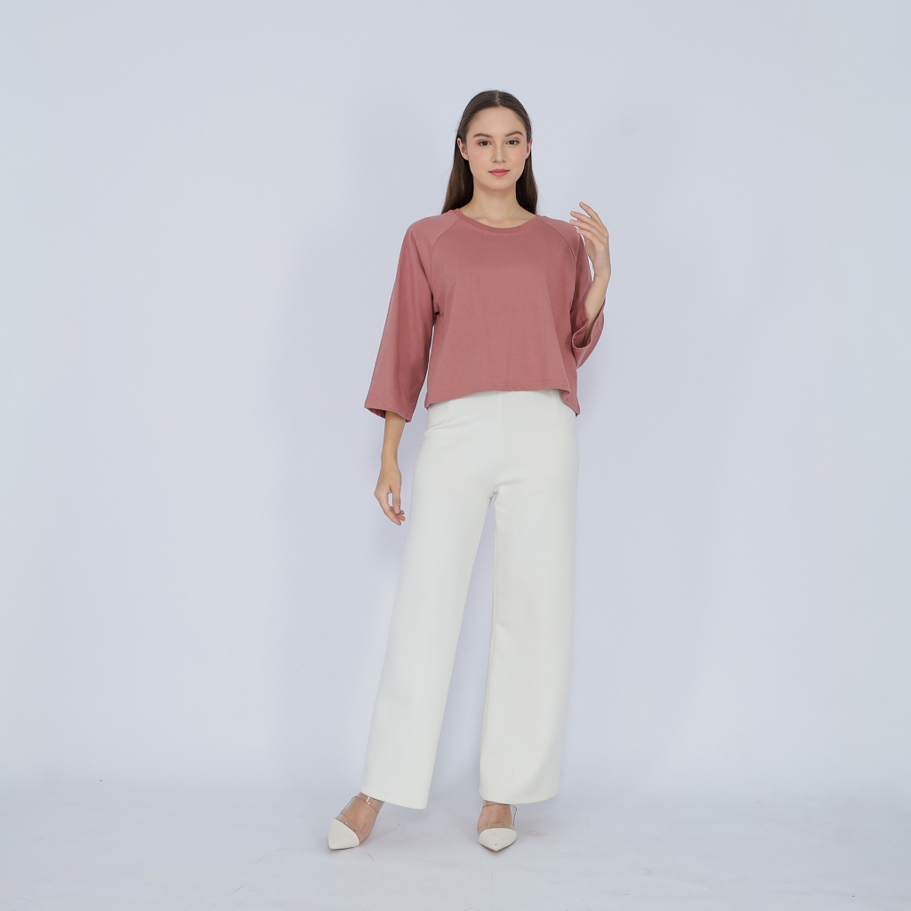Kaos Crop Top Oversize Lengan Panjang Hijab Friendly Basic Polos
