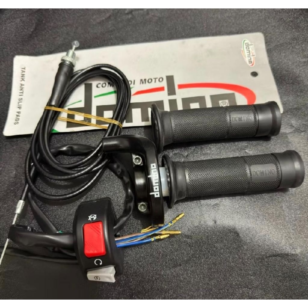 Paket Gas Spontan domino Set Handgrip + saklar stater on off + Kabel Panjang 190 Cm Motor Matic Univ