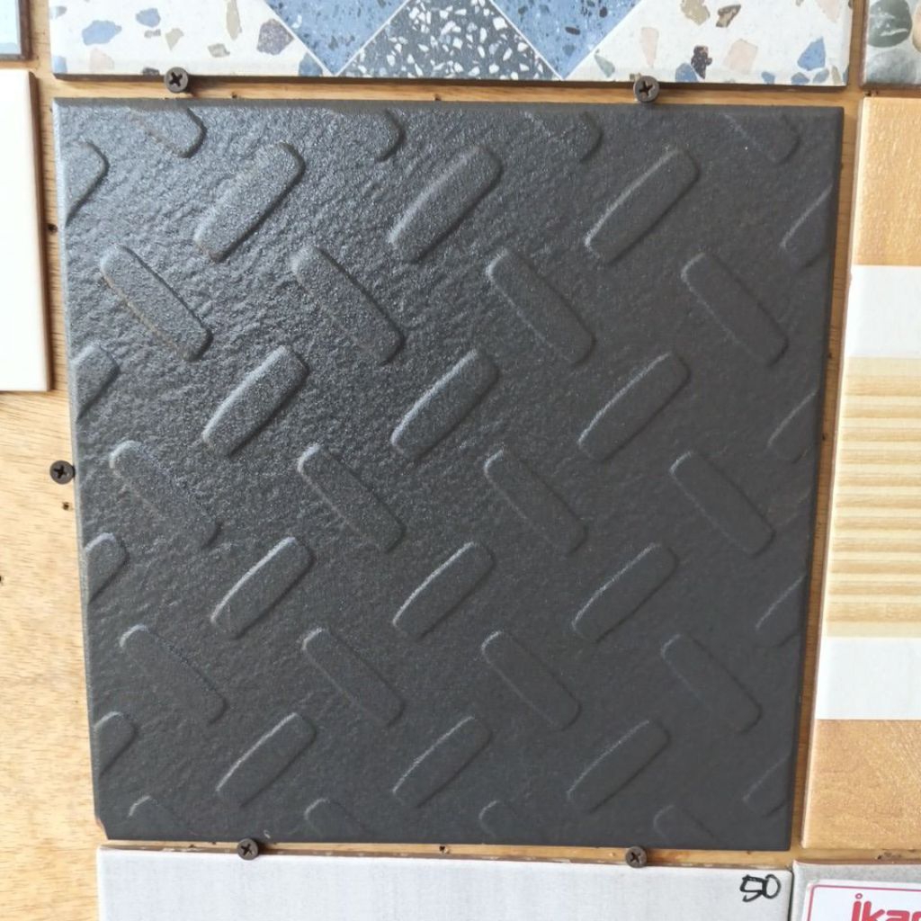keramik 25x25 kasar hitam black timbul lantai kamar mandi teras wc