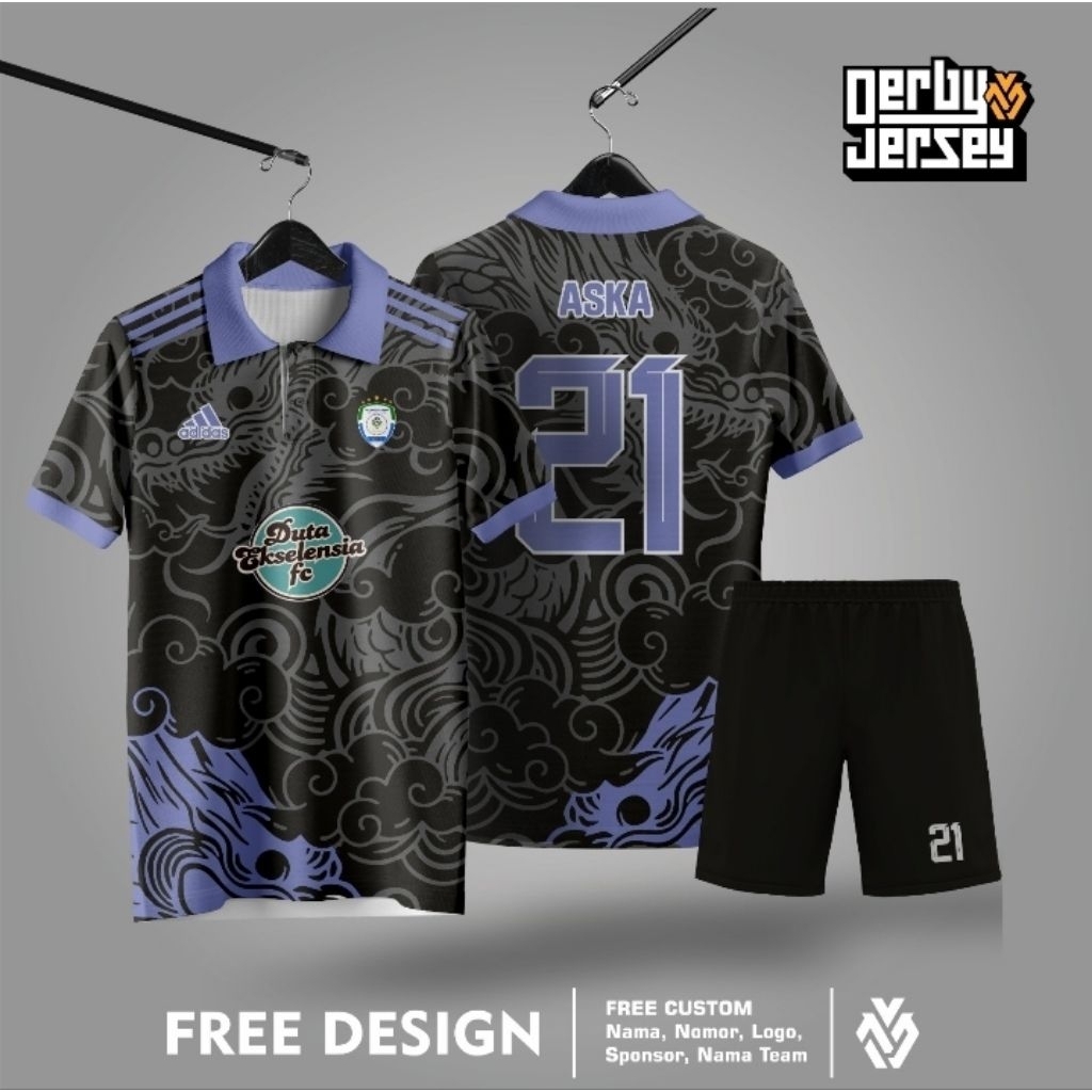 Jersey Murah Kombinasi Biru putih Printing Custom Jersey Futsal Jersey Sepakbola